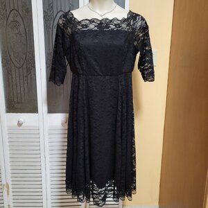 TORRID Womens Black Floral Lace Dress